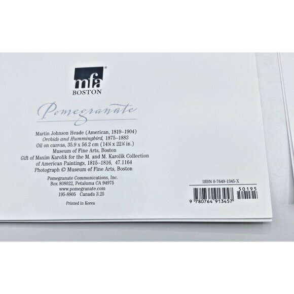 Museum of Fine Arts Boston Note Cards 6 Blank Orchids Hummingbirds w/ Envelopes - Picture 15 of 15